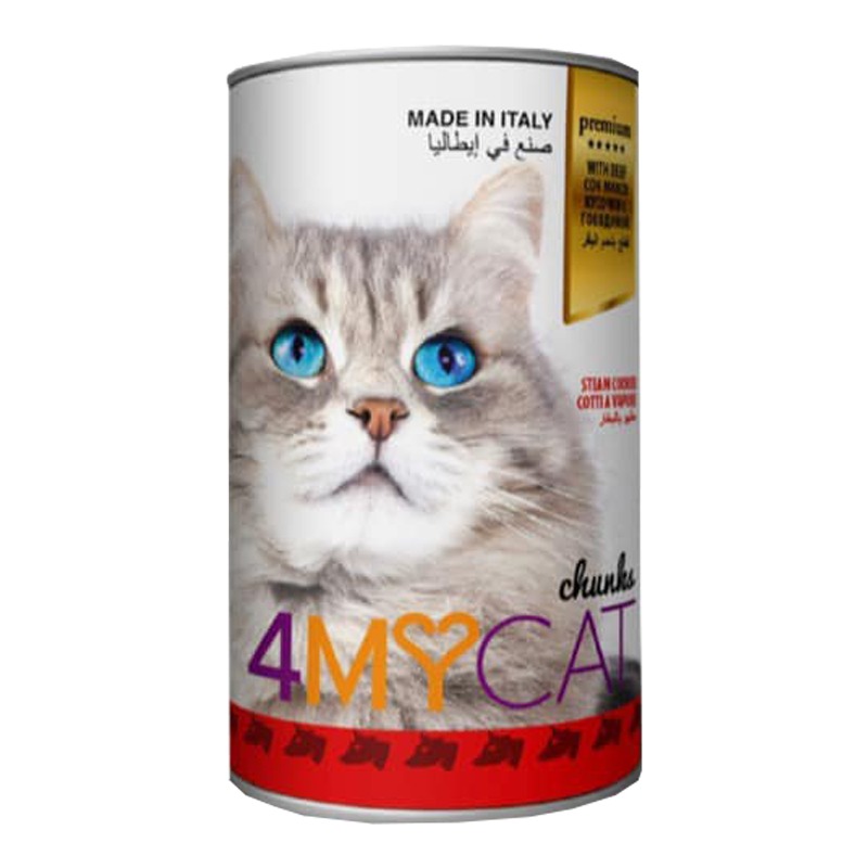 Beef Cat Wet Food Chunks 405g - 4 My Cat