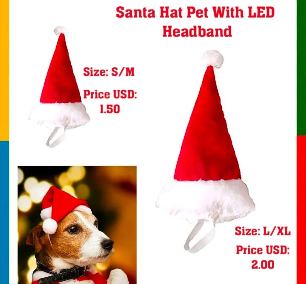 Santa Hat Pet with led headband