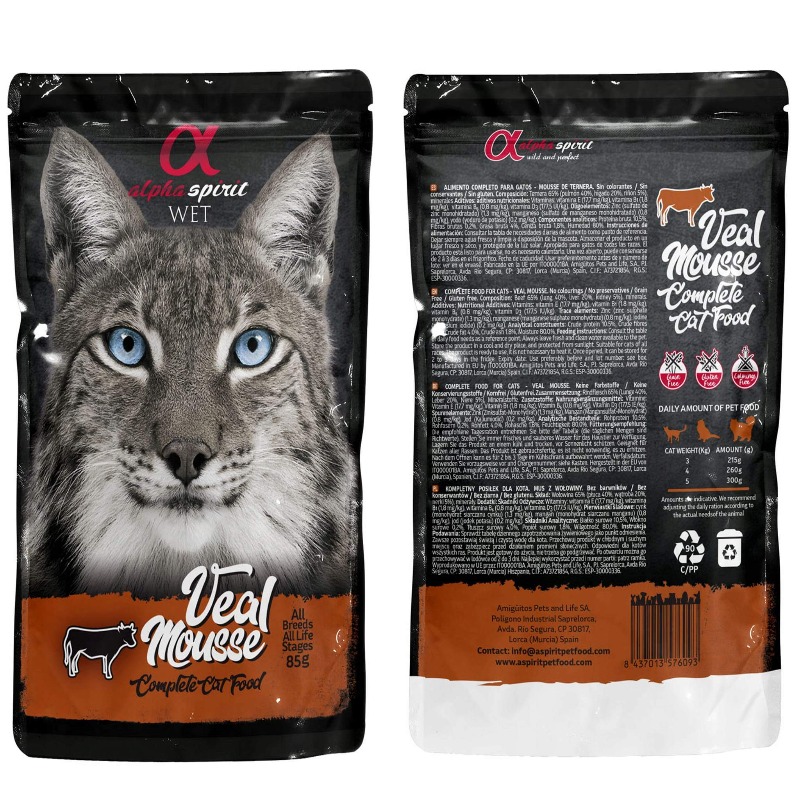Adult Cat Kitten Veal Wet Food Alpha Spirit Yalla Puppy
